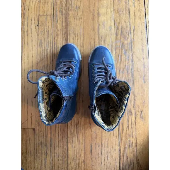 FLY London Boots Womens Size 8 Blue Leather Suede Lace Up Ankle Zip P143689003 - Picture 11 of 11